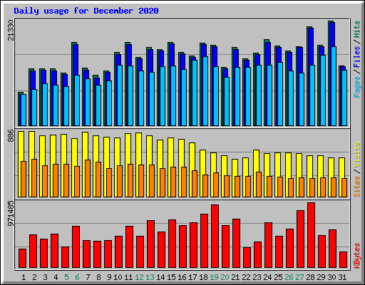 Daily usage for December 2020