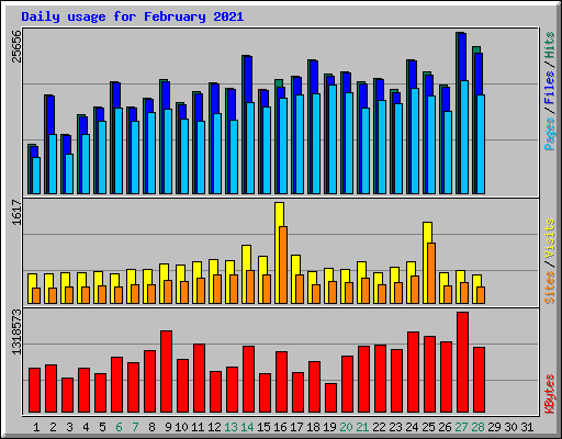 Daily usage for February 2021