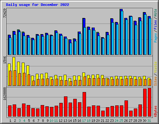 Daily usage for December 2022