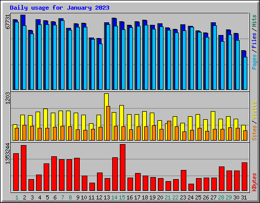 Daily usage for January 2023