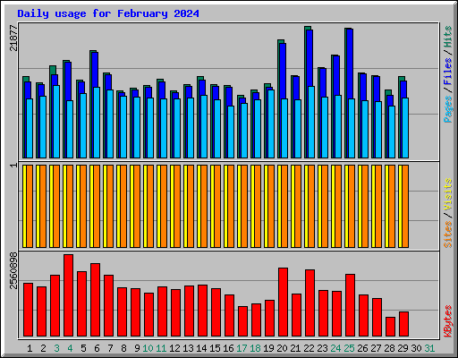 Daily usage for February 2024