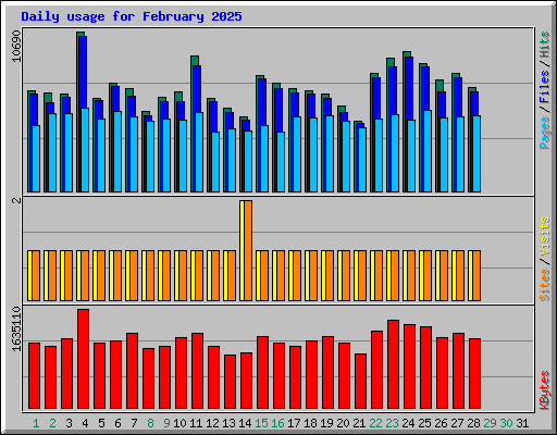Daily usage for February 2025