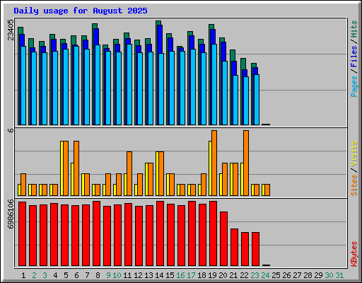 Daily usage for August 2025